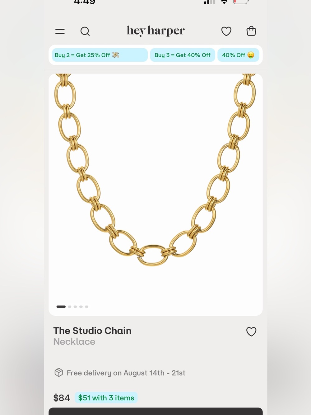 Hey Harper The Studio Chain Necklace in Gold